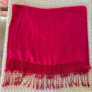Vibrant Pink Fringe Wrap with Paisley Design